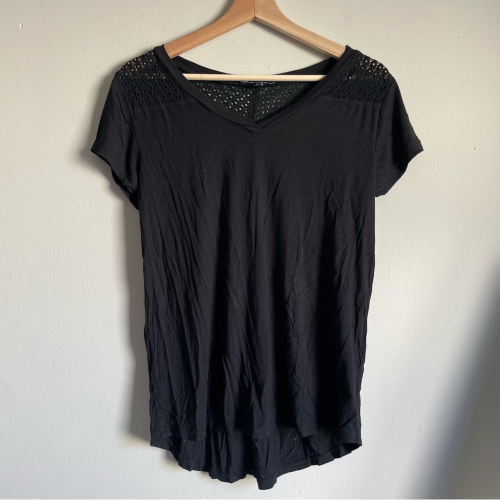 Black Crochet Detail Blouse